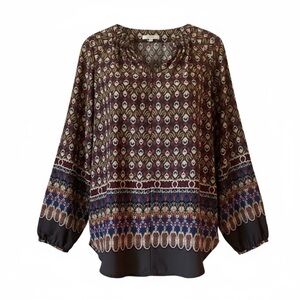 Pleione Women’s Small Mocha Mouse Brown inspired Peasant Boho Blouse